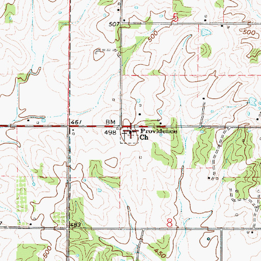 Topographic Map of Providence Church, IN