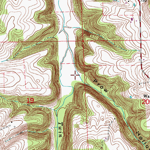 Topographic Map of Prow Hollow, IN