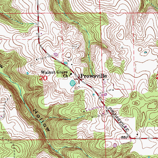 Topographic Map of Prowsville, IN