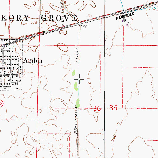 Topographic Map of Prudential Ditch, IN