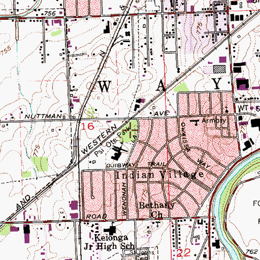 Topographic Map of Psi Ote Park, IN