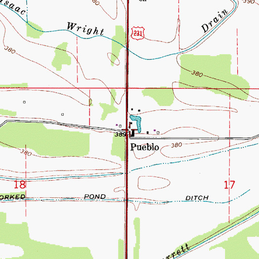 Topographic Map of Pueblo, IN