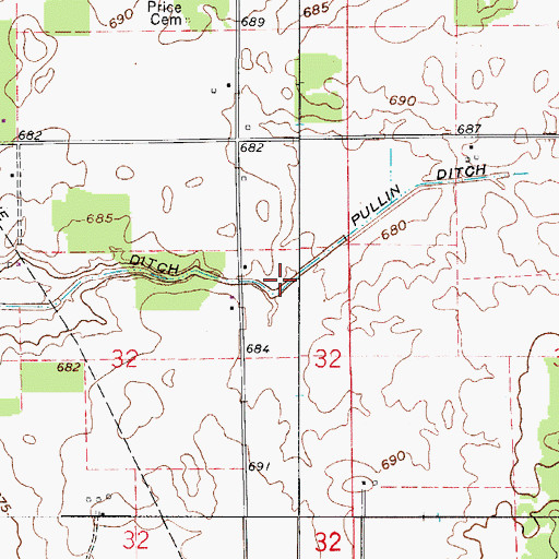 Topographic Map of Pullin Ditch, IN