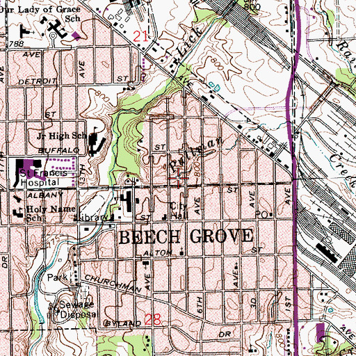 Topographic Map of Pullman Creek, IN