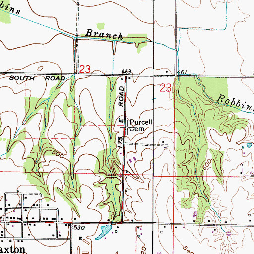 Topographic Map of Purcell Cemetery, IN