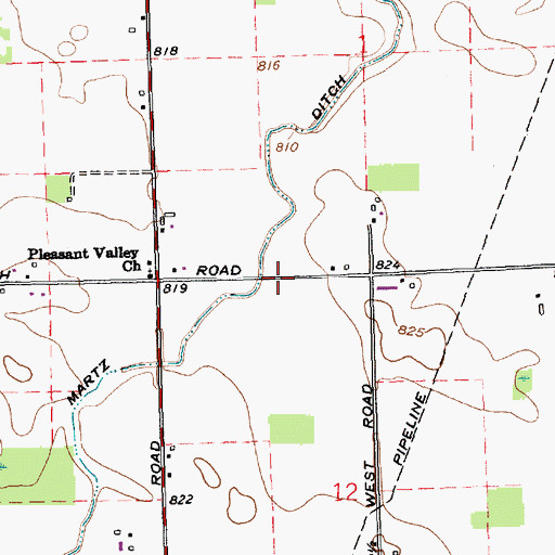 Topographic Map of Martz Ditch, IN