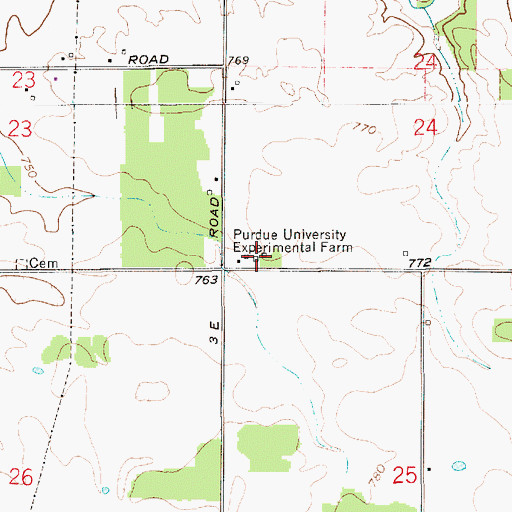 Topographic Map of Purdue University Experimental Farm, IN