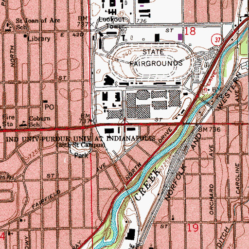 Topographic Map of Purdue University Indiana Regional Campus, IN