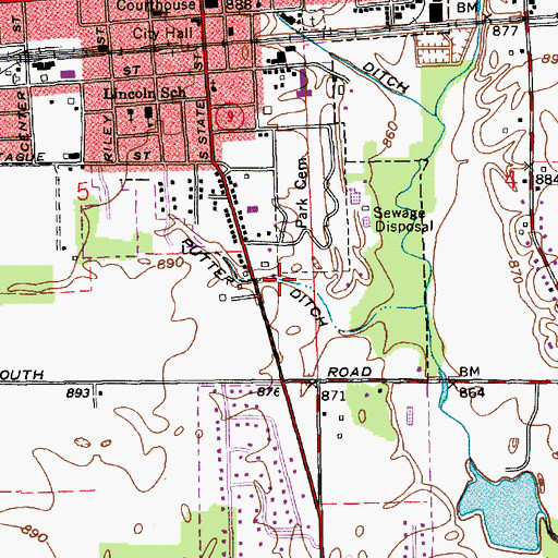 Topographic Map of Putter Ditch, IN