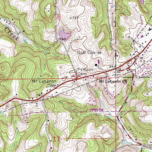 Topographic Map of Pythian Cemetery, IN