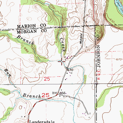 Topographic Map of Quack Branch, IN