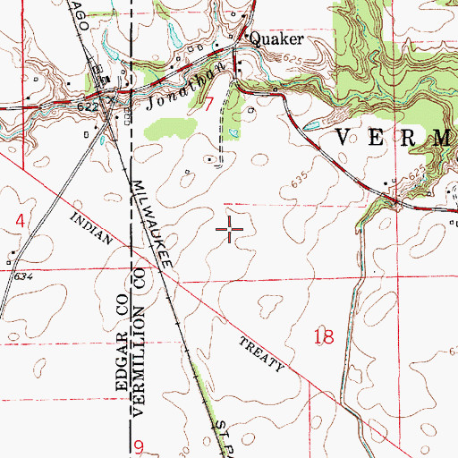 Topographic Map of Quaker, IN