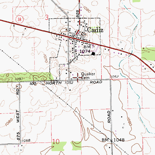 Topographic Map of Cadiz Friends Cemetery, IN