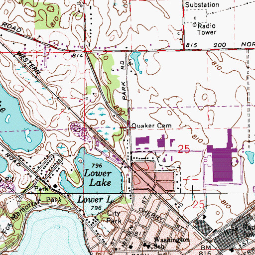 Topographic Map of Quaker Cemetery, IN