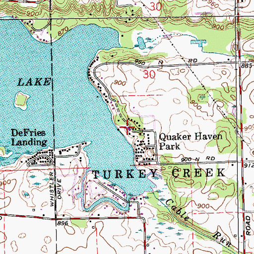 Topographic Map of Quaker Haven Park, IN