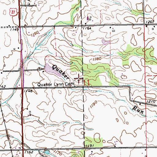 Topographic Map of Quaker Lynn Cemetery, IN