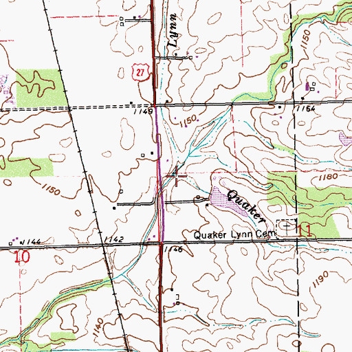 Topographic Map of Quaker Run, IN