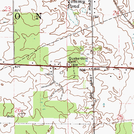 Topographic Map of Quakerdom Cemetery, IN