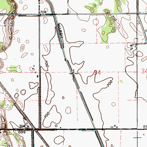 Topographic Map of Quigley Marsh Ditch, IN