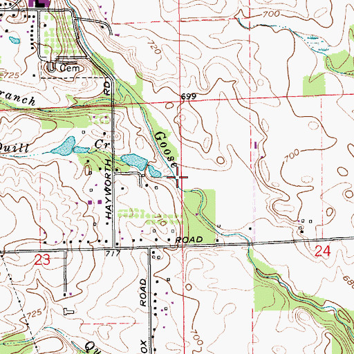 Topographic Map of Quill Creek, IN
