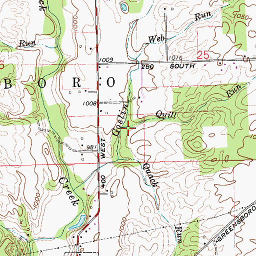 Topographic Map of Quill Run, IN