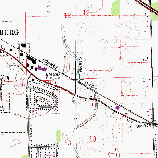 Topographic Map of Quinn Ditch, IN