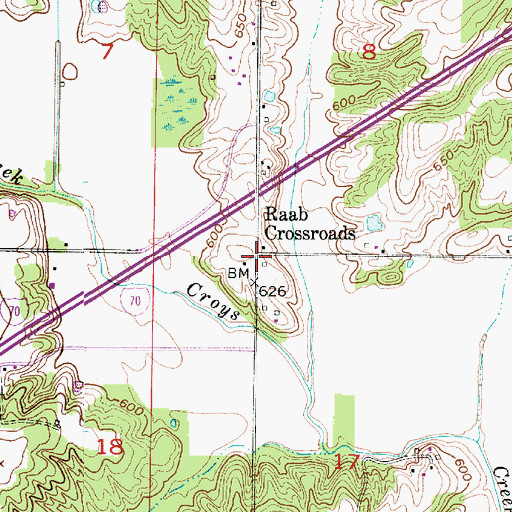 Topographic Map of Raab Crossroads, IN
