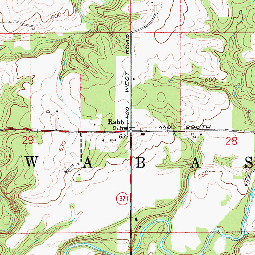 Topographic Map of Rabb School, IN