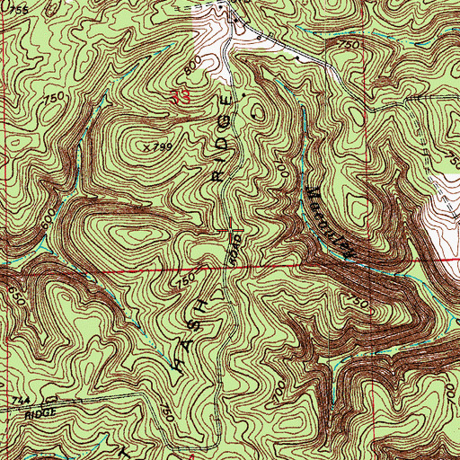 Topographic Map of Rabbit Hash Ridge, IN