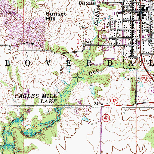 Topographic Map of Rabbit Run, IN