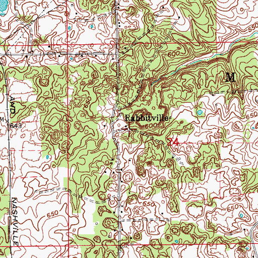 Topographic Map of Rabbitville, IN