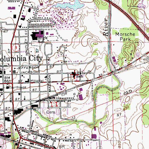 Topographic Map of Mary Raber Elementary School, IN