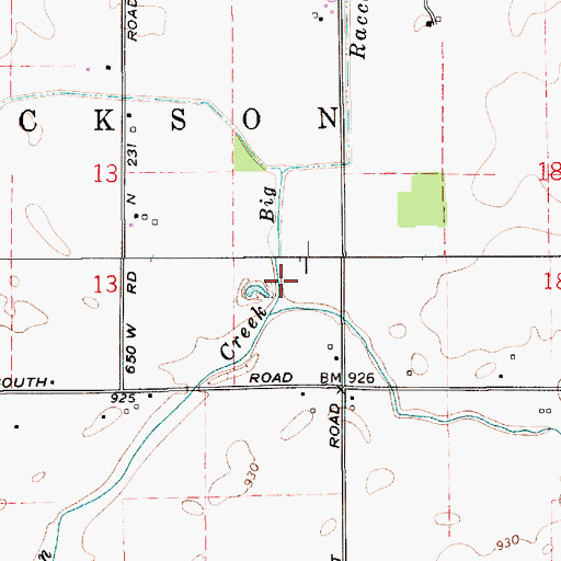 Topographic Map of Raccoon Creek, IN
