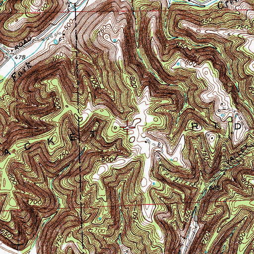 Topographic Map of Racket Ridge, IN