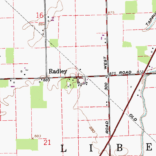 Topographic Map of Radley, IN