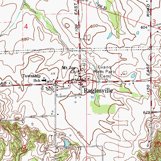 Topographic Map of Raglesville, IN