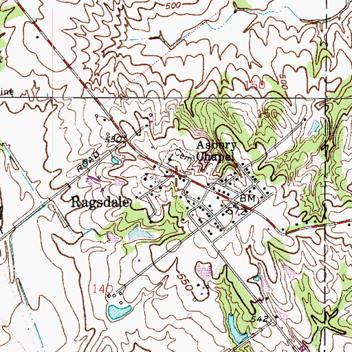 Topographic Map of Ragsdale, IN