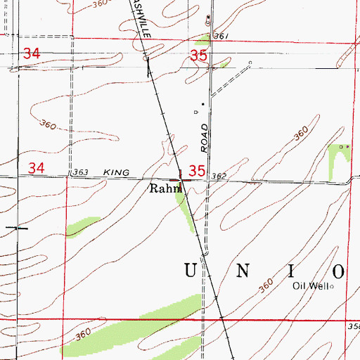Topographic Map of Rahm, IN