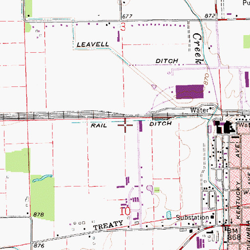 Topographic Map of Rail Ditch, IN