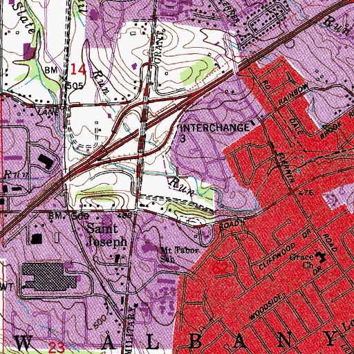 Topographic Map of Rail Run, IN