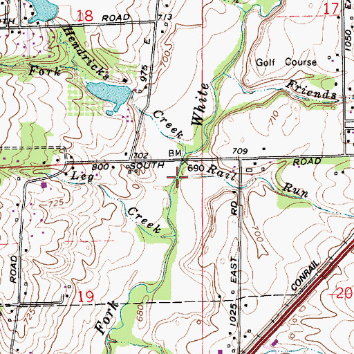 Topographic Map of Rail Run, IN