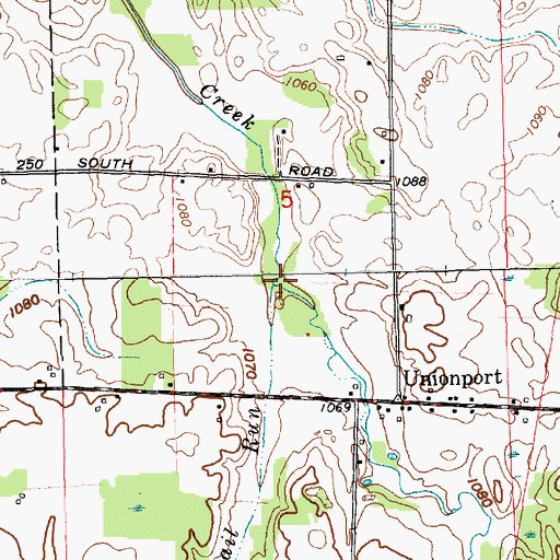 Topographic Map of Rail Run, IN