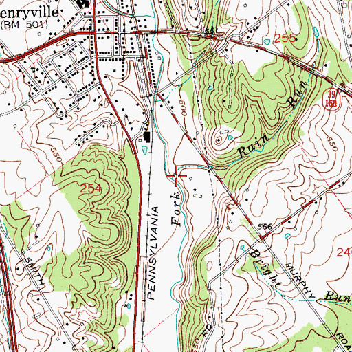 Topographic Map of Rain Run, IN