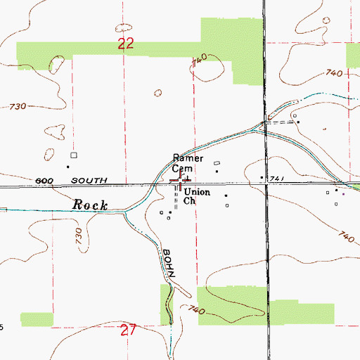 Topographic Map of Ramer Cemetery, IN