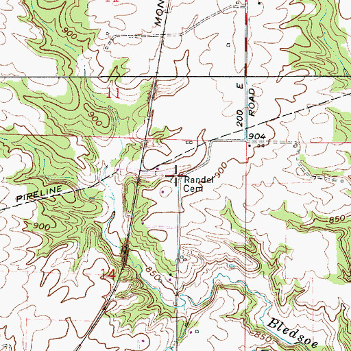 Topographic Map of Randel Cemetery, IN