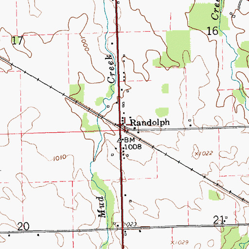 Topographic Map of Randolph, IN