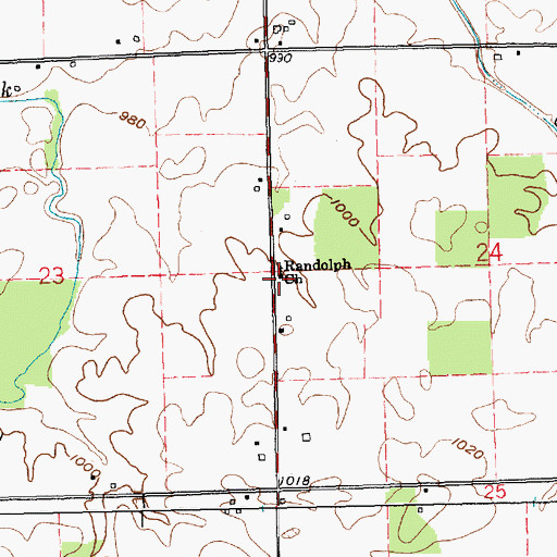 Topographic Map of Randolph Church, IN
