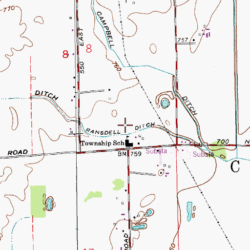 Topographic Map of Ransdell Ditch, IN