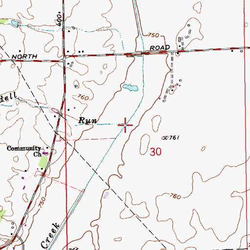 Topographic Map of Ransdell Run, IN