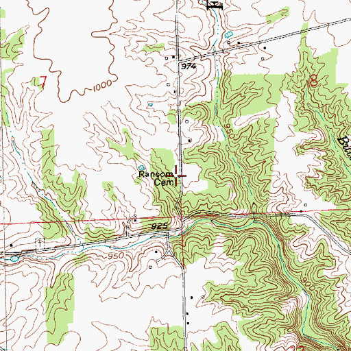 Topographic Map of Ransom Cemetery, IN
